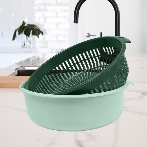 Double Drain Basket,Food Grade Plastic Sink Strainer with Dual Layers for Vegetable and Fruit Washing,Large Capacity Kitchen Colander Set for Produce Storage and Water Draining