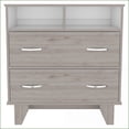 thumbnail image 1 of Dressers, Modern Double Drawer with 2 Open Shelves, Light Gray/White | Light Gray | Particle Board, 1 of 7