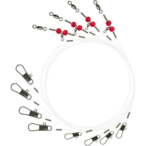 Double Drop Saltwater Fishing Rig – Mono 2 Hook Bottom Rigs with Swivels & Snaps, Pre-Tied Surf Pier Boat Leader Line for Snapper, Bass, Mackerel, Catfish