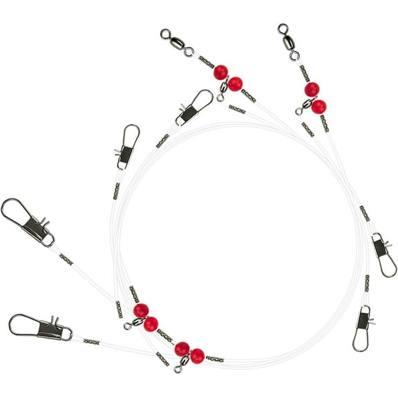 Double Drop Saltwater Fishing Rig – Mono 2 Hook Bottom Rigs with Swivels & Snaps, Pre-Tied Surf Pier Boat Leader Line for Snapper, Bass, Mackerel, Catfish