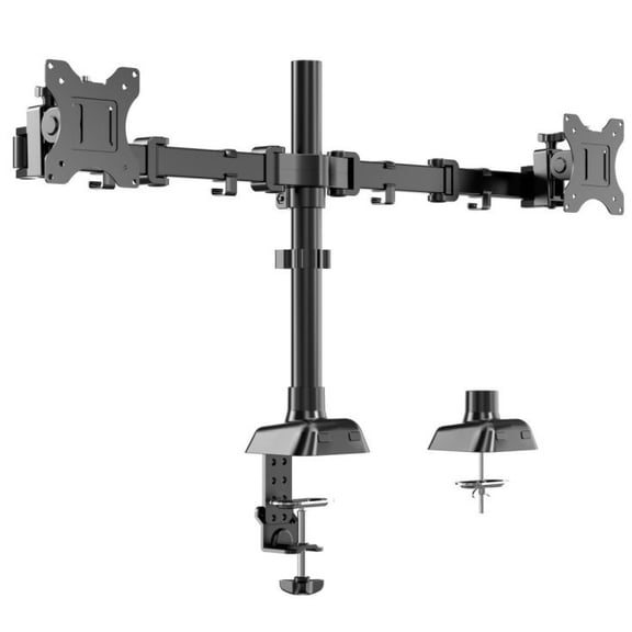 Double Dual Display Computer Monitor Arm Mount Desk Stand 17-27" Screen LED LCD