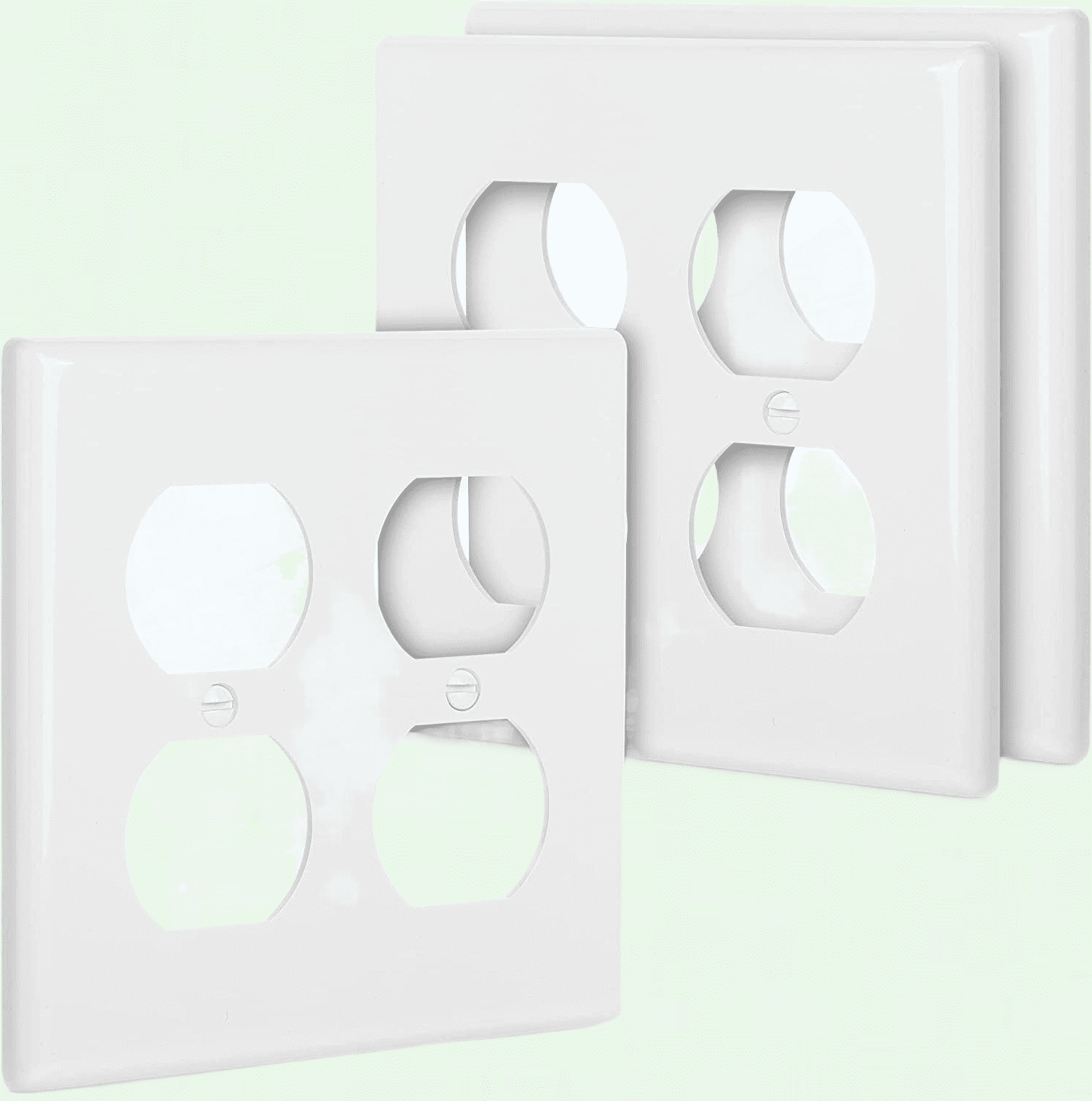 Double Duplex Wall Plate, 3 Pack, White Outlet Covers, Premium Double