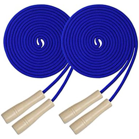 Double Dutch Jump Rope 16 ft 2 Pack, Adjustable Long Skipping Rope with Wooden Handle, Multiplayer Team Jumping Rope for Adults, Long Enough for 5-6 Jumpers