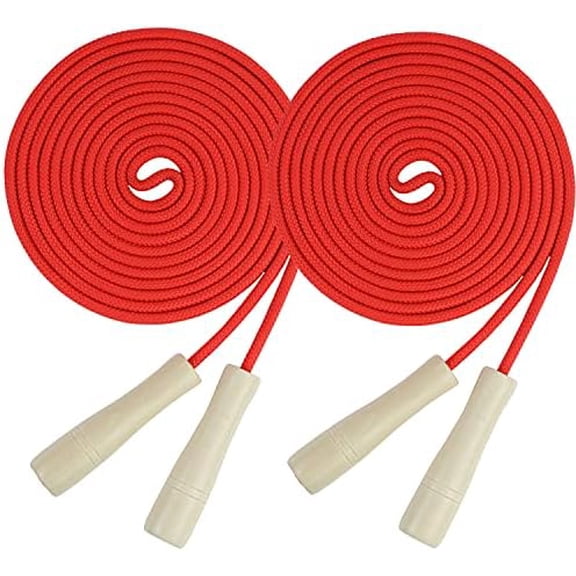Double Dutch Jump Rope 16 ft 2 Pack, Adjustable Long Skipping Rope with Wooden Handle, Multiplayer Team Jumping Rope for Adults, Long Enough for 5-6 Jumpers