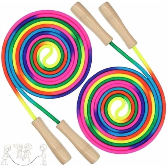 Double Dutch Jump Rope 16 ft 2 Pack, Adjustable Long Skipping Rope with Wooden Handle, Multiplayer Team Jumping Rope for Adults, Long Enough for 5-6 Jumpers