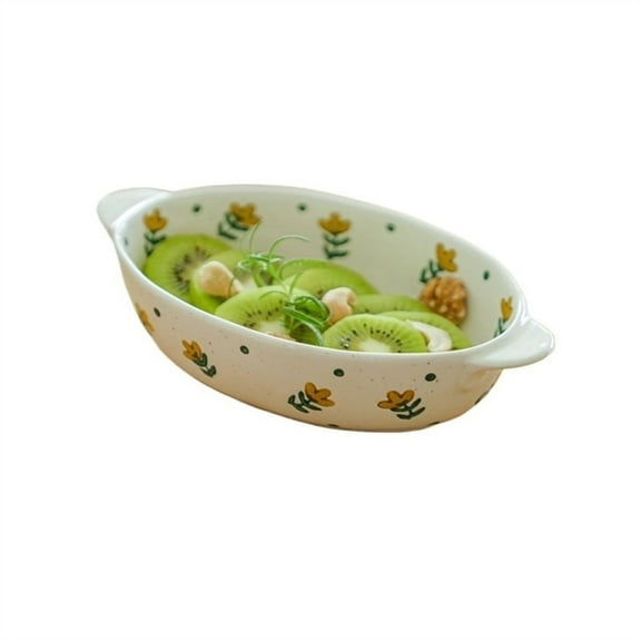 Double Ear Baked Rice Baking Dish Home Baked Meat and Fish Dish High Temperature Resistant Ceramic Special Oven Dish