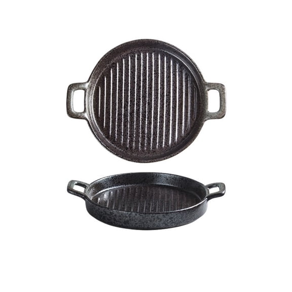 Double Ear Ceramic Baking Tray Western Steak Plate Microwave Oven, Baking Utensils,25.5*21*4cm