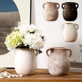 thumbnail image 1 of Double Ear Ceramic Vase, Vintage Farmhouse Rustic Terracotta Texture Flower Vessel, Thickened Anti-Tip Base for Kitchen Living Room Table Entryway Home Soft Decoration, Black, 1 of 6