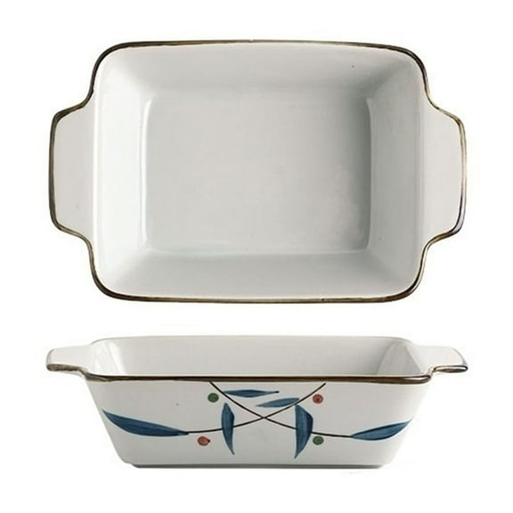 Double Ear Long Plate Deep Ceramic Plate Hand Painted Baking Plate Baking Bowl Cooking Bake Bowl
