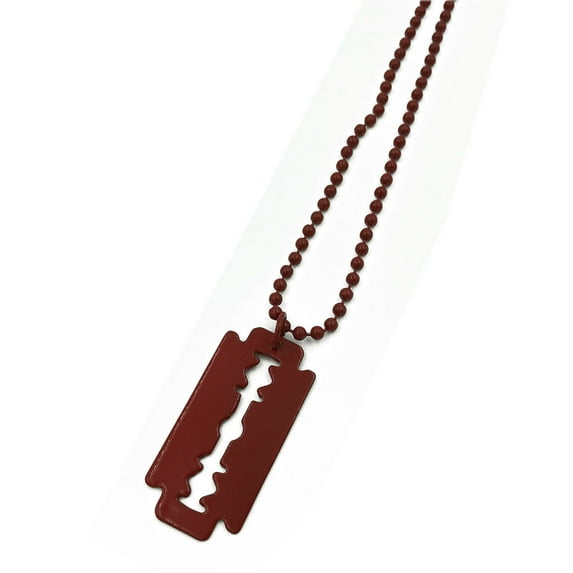 Double Edge Blade Barber Jewelry Necklace Pendant With 22" Long Dog Tag Chain