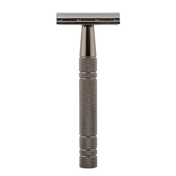 Double Edge Classic Safety Razor Adjustable Face Beard Shaver with 10pcs Blades Heavy Detachable for Mens Grooming Gift (Black)