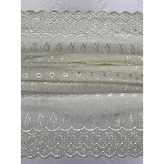 Double Edge Eyelet Broadcloth, 42" Wide, Sells by the Yard from Sal Tex Fabrics, Ivory