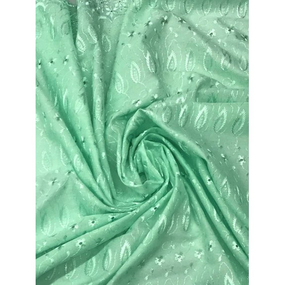 Double Edge Eyelet Broadcloth, 42" Wide, Sells by the Yard from Sal Tex Fabrics, Mint Green