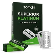 ZOMCHI 100 Double Edge Razor Blades - Platinum Coated, Fits All Standard Safety Razors for Men & Women