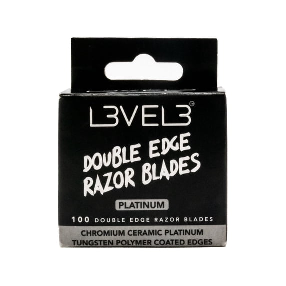 Level 3 Double Edge Razor Blades - Platinum Coated, Stainless Steel Razor Blades for the Close Shave - for Double Edged Safety Razors - 100 Count