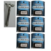 Double Edge Safety Razor + Wilkinson Sword Double Edge Razor Blades, 10 ct. Pack of 6