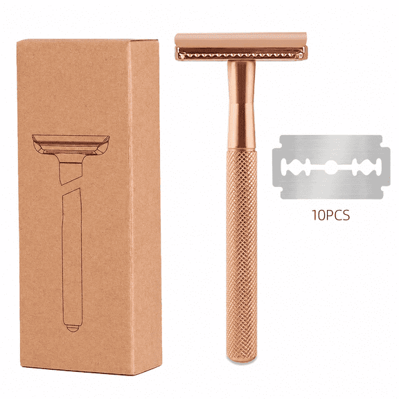 Double Edge Safety Razor for Men & Women, Metal Razor with 10 Blades, Eco-Friendly Razorsgold