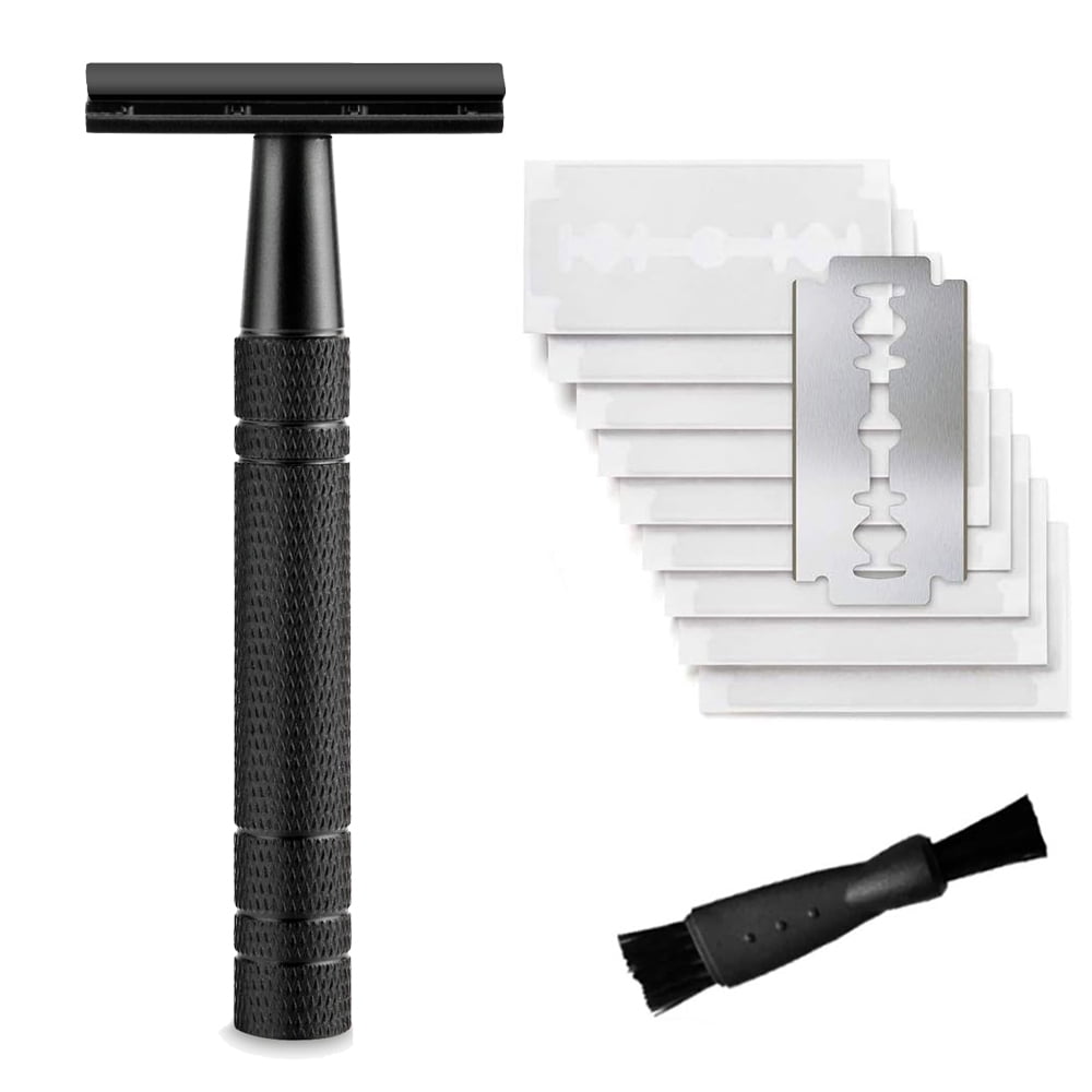 Double Edge Safety Razor for Women, with 10 pcs Safety Razor Blades Single Blade Razor Reusable Travel Essentials Women Razor