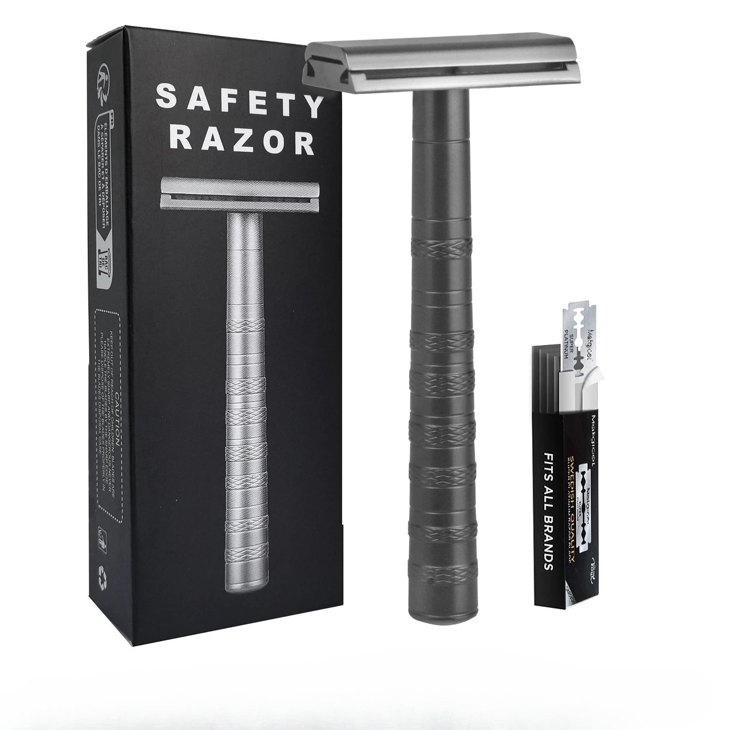 Double Edge Safety Razor with 5 Spare Blades 30° Angled Precision ...