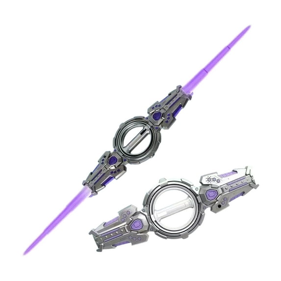 Double Edged Fire Spinning Light Sword, Stretching Blades With Rotating Mechanism, Colorful Led Lights & Laser Effects, Rotates Smoothly For Interactive Play, Extends To Adjust