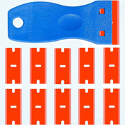 Double Edged Plastic Razor Blade Scrapers Knife with Contoured Grip for Scraping Labels and Decals Sticker From Glass, Windshields and Auto Window Tint Vinyl Tool Application (3Scraper+20Blades)