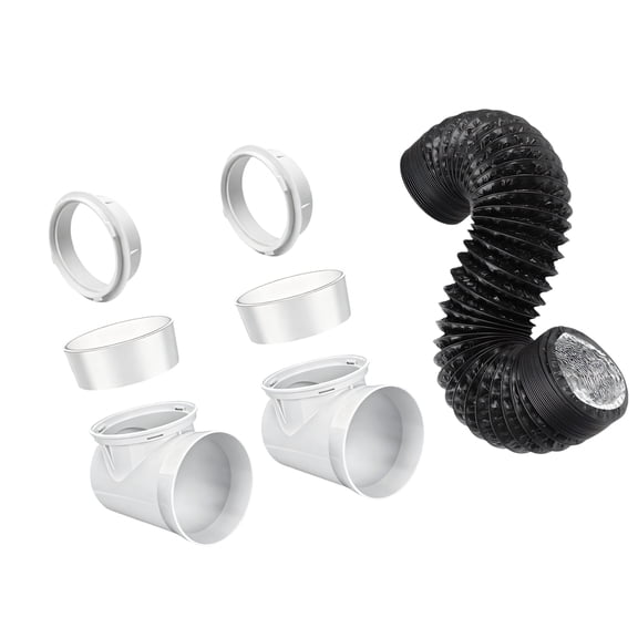 Double Elbow Dryer Vent Bundle With 4 Inch Long Wearing Hose And Backflow Prevention Design