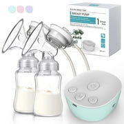Double Electric Breast Pumps, Portable Dual Breastfeeding Milk Pumps Pain-Free Strong Suction Power for Millk Collect and Breast Massage, 3 Modes 9 Levels