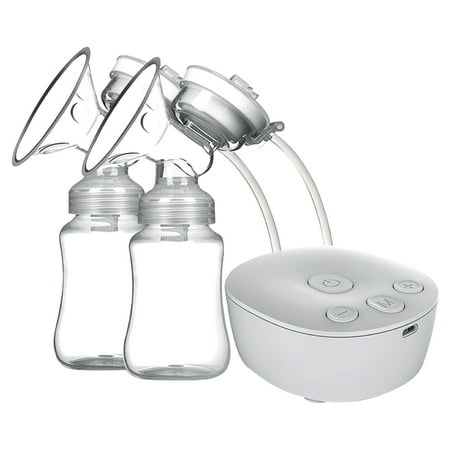 Double Electric Pump Hands Free Pump for Breastfeeding 2 Modes & 9 Adjustable Levels Low Noise -Backflow USB Powered with 2pcs 150ml Milk Bottles