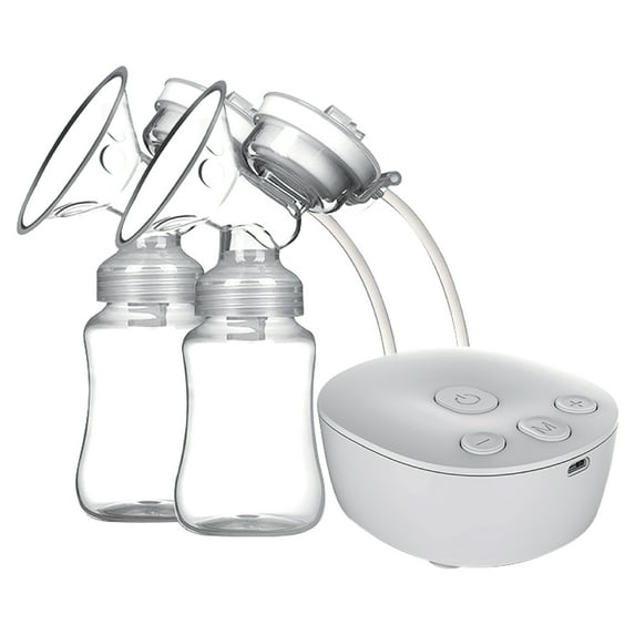 Double Electric Pump Hands Free Pump for Breastfeeding 2 Modes & 9 Adjustable Levels Low Noise -Backflow USB Powered with 2pcs 150ml Milk Bottles