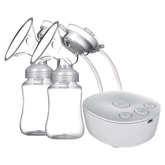 Double Electric Pump Hands Free Pump for Breastfeeding 2 Modes & 9 Adjustable Levels Low Noise -Backflow USB Powered with 2pcs 150ml Milk Bottles