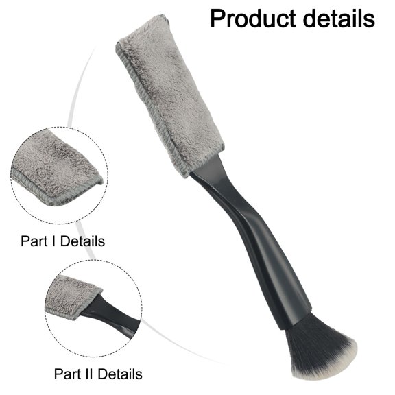 Double End Car Cleaning Brush Tool with Soft Nylon Bristles for Air Vent, Dashboard, and Control Button For Dust Removal (black)