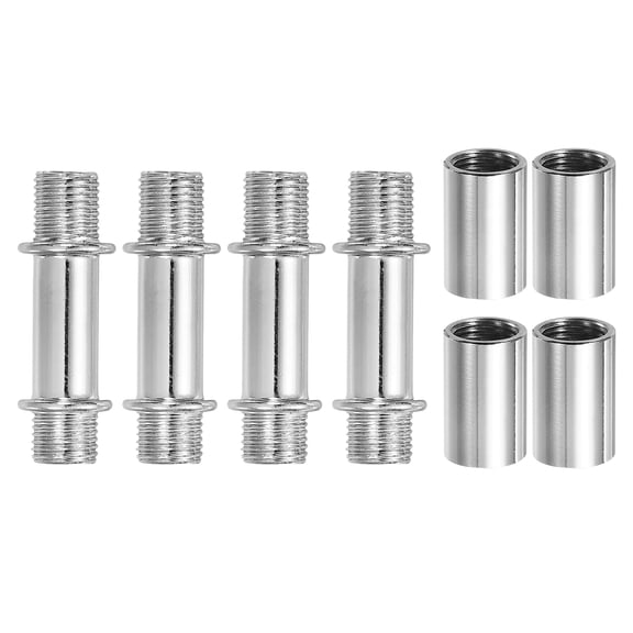 Double End Lamp Extension Rod M10x40mm - 4 Pcs Straight Pipe Lamp Stems Rod Kit with Connector Nuts, for Chandeliers Pendant Light Fixture Downrods Island Lighting, Chrome
