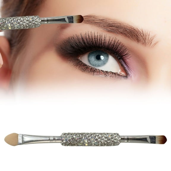 Double End Makeup Brush - Rhinestone Encrusted Dual Sponge & Concealer Applicator Tool, 4.8in Portable Cosmetic Wand, Soft Blending Eyeshadow Brush, Daily Use Beauty Tool, Gift Women
