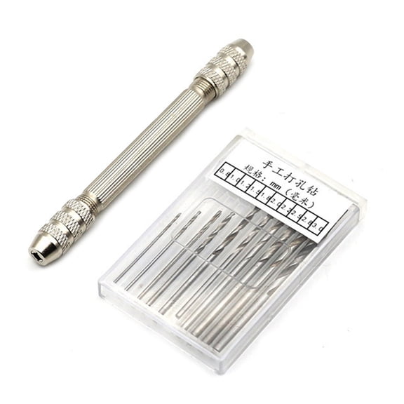 Double End Pin Vise Hand Chuck + Twist Drill Bit Jewelry Watch Repair Maintain Tool Double End Pin Vise Hand Chuck