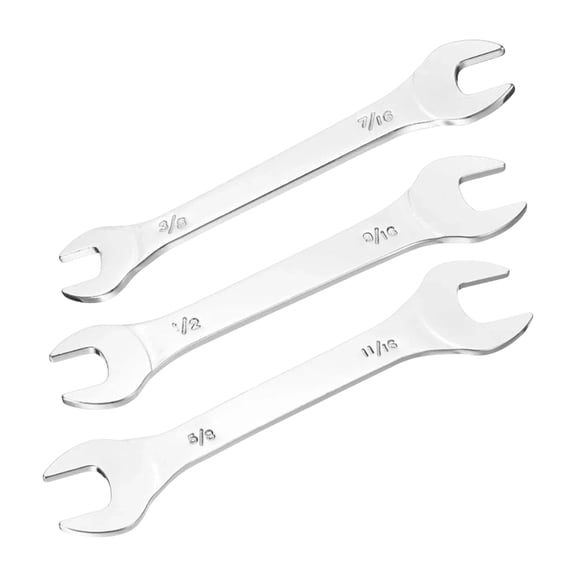 Double End Spanner Set SAE Inch Sizes, 3 Piece Open End Wrench Set with Thin Profile Heads for Size Selection in Vehicle Maintenance Tasks