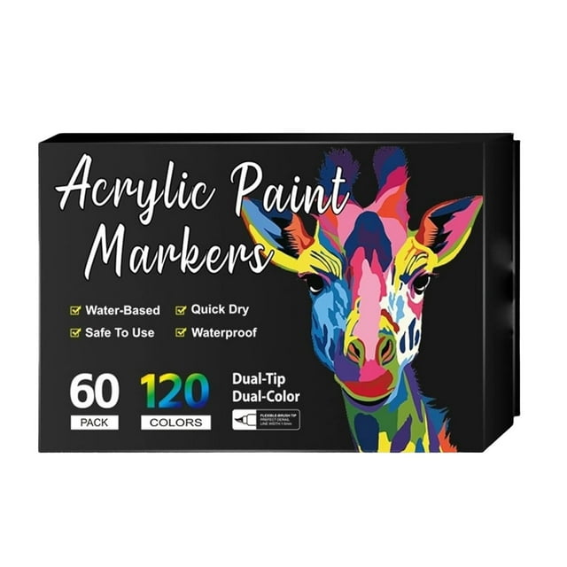 Double Ended Acrylic Paint Pen Marker - 24/48/72/96/120/168 Colors, Pigment Pen Marker Is Suitable For Painting, Ceramic, Wood, Canvas, Plastic DIY Crafts 3ml