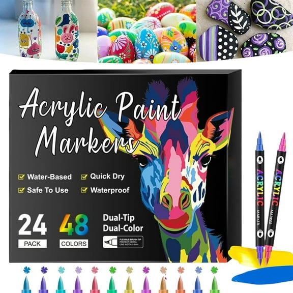 Double Ended Acrylic Paint Pen Marker Set, 24/48/72/96/120/168 Colors, 3Ml Pigment Pen For Painting Ceramic Wood Canvas Diy Crafts, Waterproof Quick Dry Art Markers For