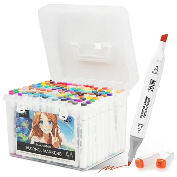 Artist Concepts Dual Tip Alcohol Markers, Smooth and Vibrant Colors for Coloring books, 120 count
