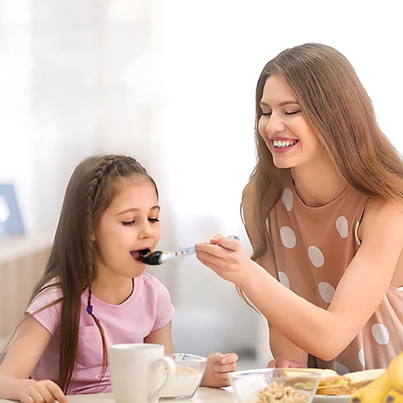 Double-Ended Baby Food Spoon - Safe 304 Stainless Steel and Food Grade Silicone, Easy to Clean for Home, Travel, and Dining Out - Promotes Independent Feeding Skills blue