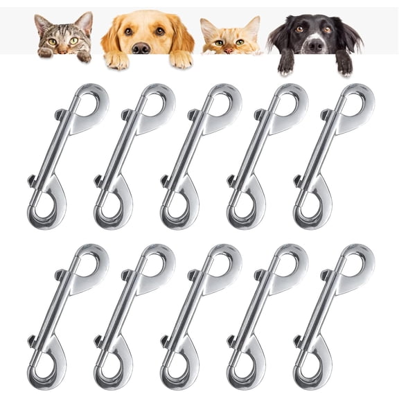 Double Ended Bolt Snap Hook, 10 Pcs Zinc Alloy Trigger Chain Metal Clips Nickel Plated Clips Key Holder Multipurpose Double Sided Chain Clips for Home, Dog Leash, Luggage Package