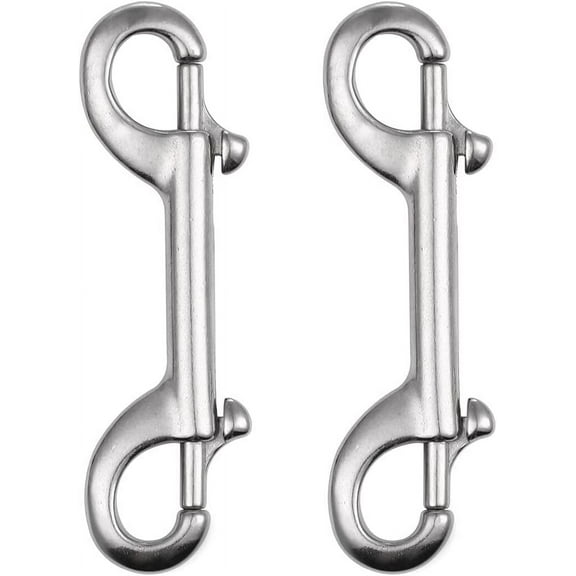 Double Ended Bolt Snap Hooks - 2 Pack Heavy Duty 316 Stainless Steel Trigger Chain 4.5 Inch Marine Grade Metal Clips for Farm Use,Water Bucket,Dog Leash,Horse Tack,Key Chain and Diving