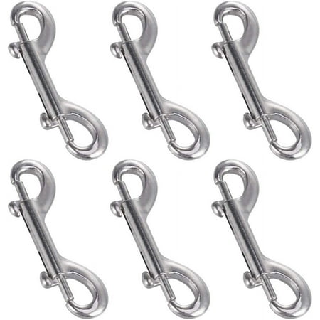 Double Ended Bolt Snap Hooks, Stainless Steel Double End Heavy Duty Trigger Snaps for Water Bucket/Dog Leash/Pet Feed Bucket/Pet Hammock and More, Pack of 6(3.5inch,Silver)