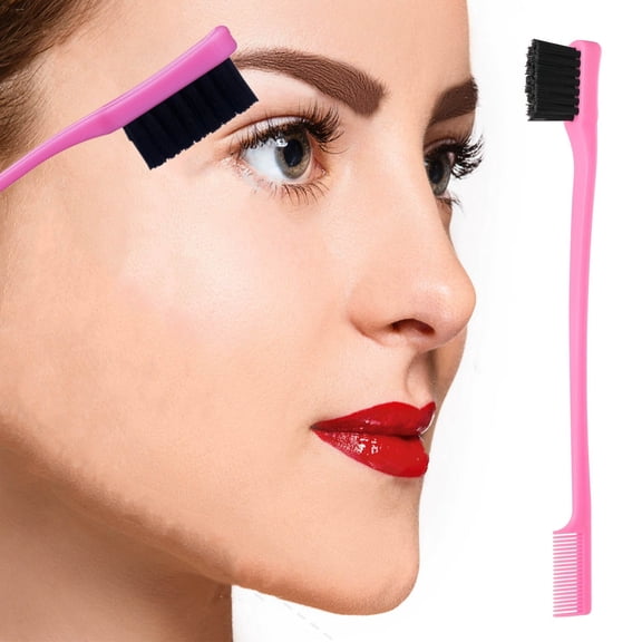 Double-Ended Brow Brush, Hair Cut Style Blade Comb, Eyebrow Grooming Tool for Precise Styling and Shaping, Soft Bristles with Plastic Handle, Lightweight and Portable 17.8cm Length