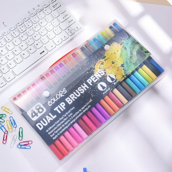 Double Ended Brush Pens, Fine Tip Markers for Adult Coloring Books, Journaling, Drawing, Sketching, Illustration, Art Supplies, Water Based Ink, Washable Non Toxic Markers for Artists and Hobbyists
