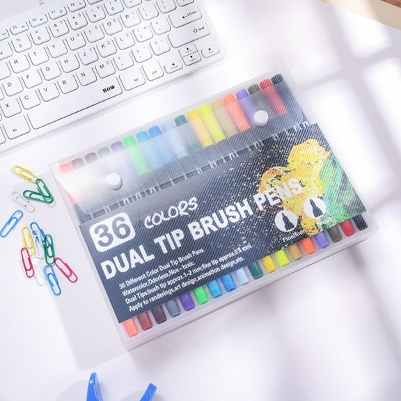 Double Ended Brush Pens, Fine Tip Markers for Adult Coloring Books, Journaling, Drawing, Sketching, Illustration, Art Supplies, Water Based Ink, Washable Non Toxic Markers for Artists and Hobbyists