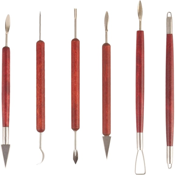 Double-Ended Clay Sculpting Tools Set, 6 Pcs Pottery Carving Tools for Polymer Air Dry Clay, Professional Ceramic Modeling, Trimming, Shaping, DIY Crafts Supplies