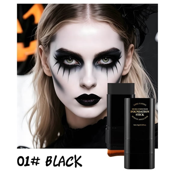 Double‑Ended Face Paint Foundation Stick with Built‑in Brush, Long‑Lasting High Coverage Makeup Concealer Stick, Body Face Paint for Halloween, Cosplay, Stage Performance & Special Effects Makeup