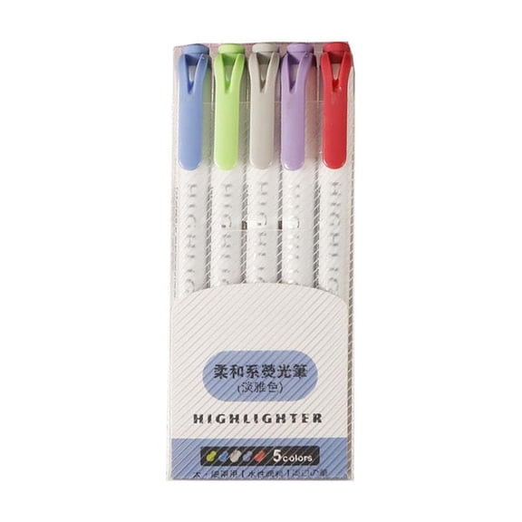 Double-Ended Highlighter Pens Set – 5 Colors • No-Bleed Marking • 10ml Ink • Fine & Broad Tips • Quick-Dry • Ideal for Journaling, Study, Office • Vibrant Stationery