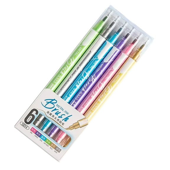 Double Ended Marker 6/12/24 Color Metallic Marker Brush Pen For Journaling