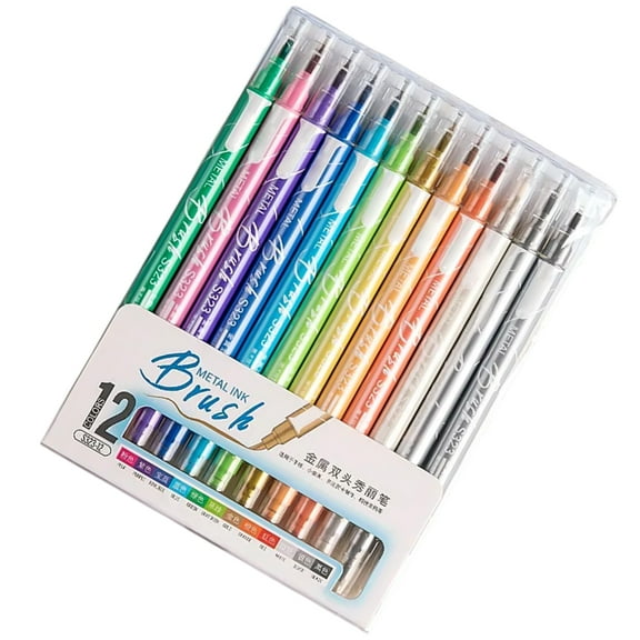 Double Ended Marker 6/12/24 Color Metallic Marker Brush Pen For Journaling